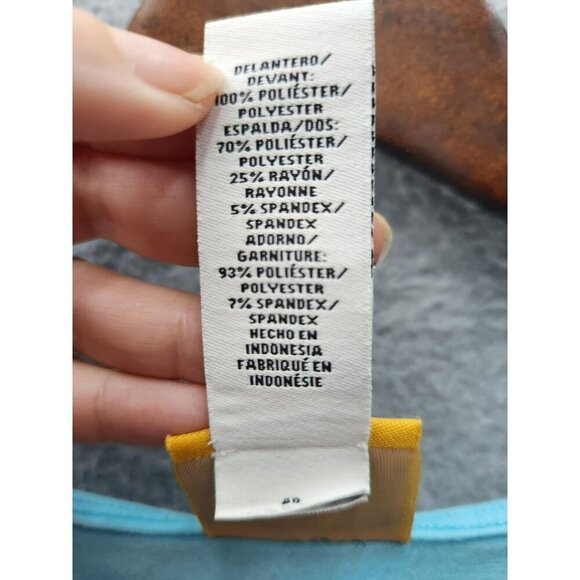 Ruby Rd. Large Womens Scenic Print Top With Blue Hem & Short Sleeves - Picture 3 of 4